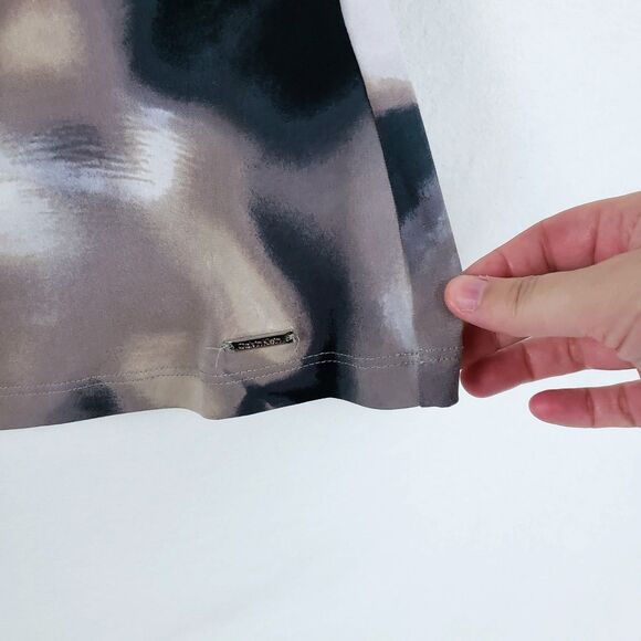 Calvin Klein Cowl Neck Top Womens L Brown Abstract Grunge Forest Fairy Y2K - Picture 5 of 11